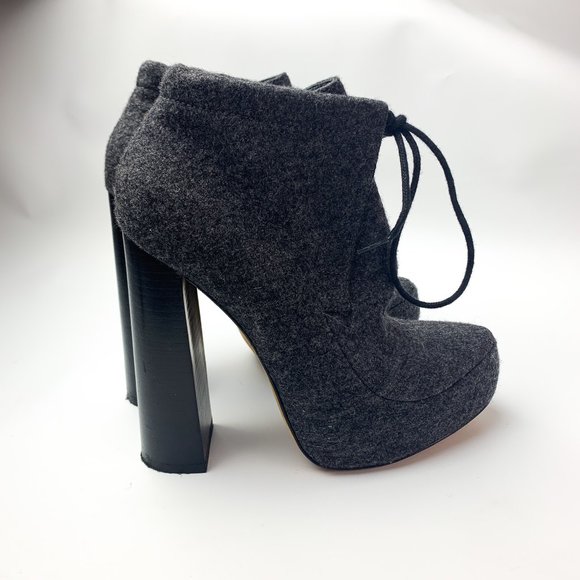 Alexander Wang "Constance" charcoal gray wool platform heel boot 36 - Picture 5 of 8